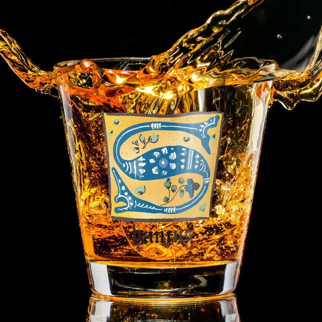 Verre A Shot LETTRE Florale Médiévale ÉCLAIRÉE S MONogramme (Créateur téléchargé)