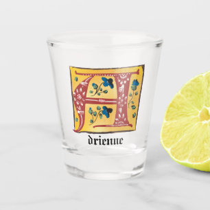 Verre A Shot Lettre Florale médiévale illuminée A Monogramme