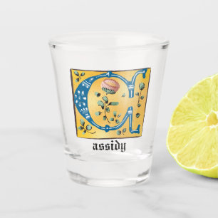 Verre A Shot Lettre Florale médiévale illuminée C Monogramme