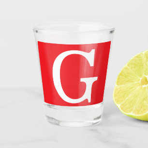Verre A Shot Lettre initiale monogramme rouge blanc simple