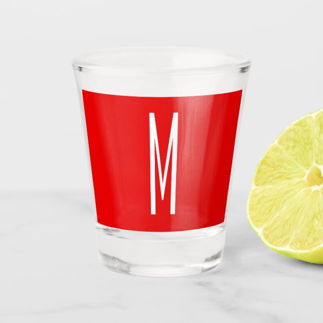 Verre A Shot Lettre initiale Monogramme Style moderne Rouge Bla (Devant)