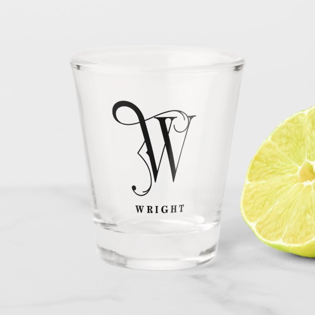 Verre A Shot Lettre monographique personnalisée W avec nom (Devant)