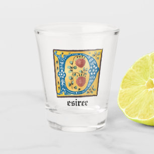 Verre A Shot LETTRE MOYENNE Florale Illuminée D MONogramme