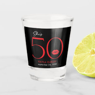 Verre A Shot Lèvre Rouge Minimaliste Moderne Elle a Cinquante A