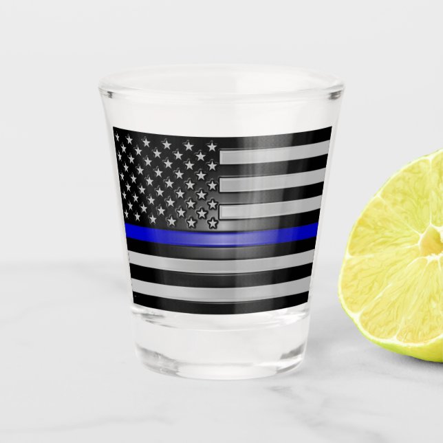 VERRE A SHOT LIGNE BLEUE MINCE (Devant)
