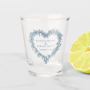 Verre A Shot Ligne Mistletoe art bleu mariage d'hiver personnal