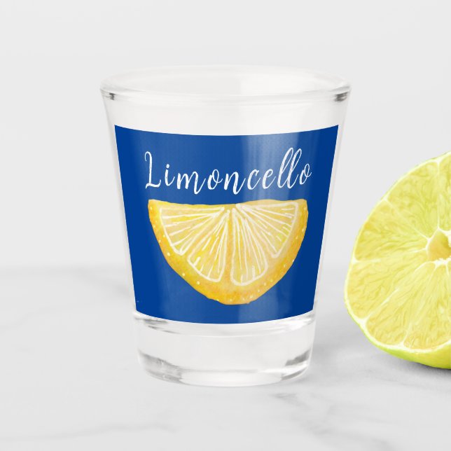 Verre A Shot Limoncello Citron bleu personnalisé (Devant)