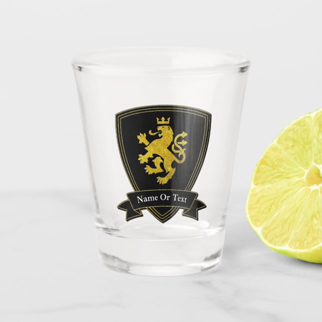 Verre A Shot Lion macédonien et votre texte (Devant)