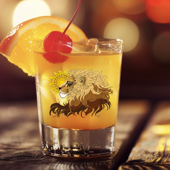 Verre A Shot Lion noir jaune Mandala Sun (Créateur téléchargé)