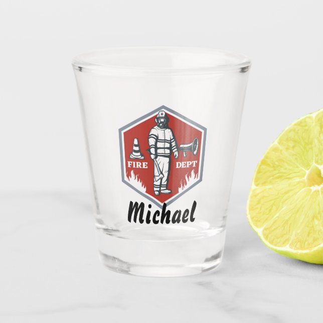 Verre A Shot Logo du service d'incendie (Devant)