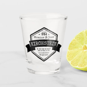 Verre A Shot Logo vintage d'hexagone de ruban d'anniversaire de
