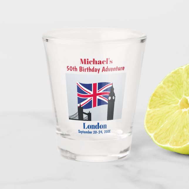 Verre A Shot Londres Angleterre Anniversaire Fête Voyage Favori (Devant)