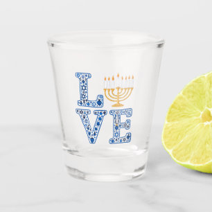 Verre A Shot Love Hanoukka Jewish Holiday Menorah