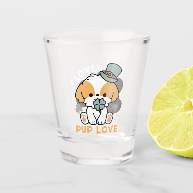 Verre A Shot Lucky Pup with Clover - St. Patrick's Day Cadeau (Devant)