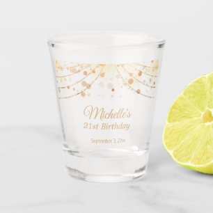 Verre A Shot Lumières à cordes d'or personnalisées 21e annivers