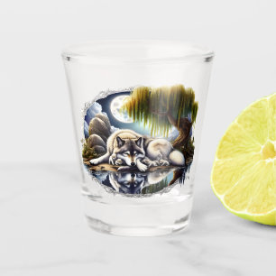 Verre A Shot Lune Sérénité Un Loup Slumpteur