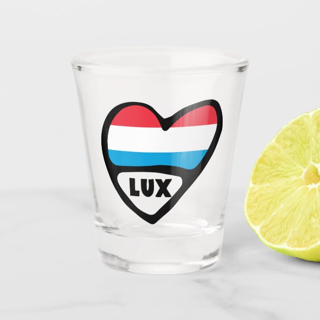 Verre A Shot Luxembourg Code Pays Drapeau Coeur LUX (Devant)