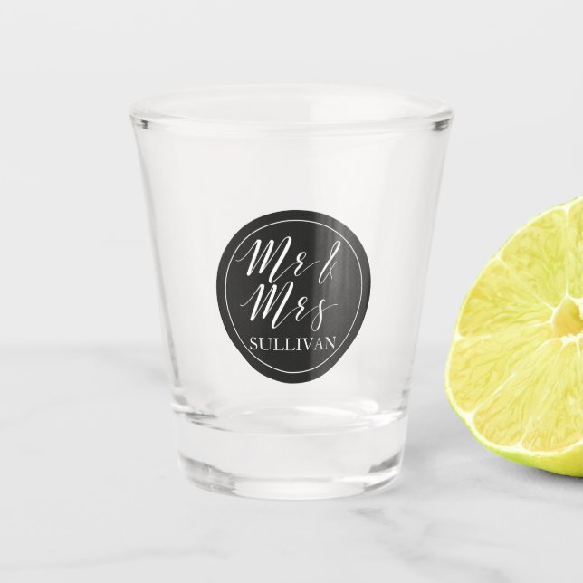 Verre A Shot M. et Mme Mariage élégant monogrammed (Devant)