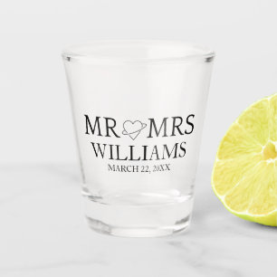 Verre A Shot M. et Mme Personnalisée Nom de famille Mariage Fa