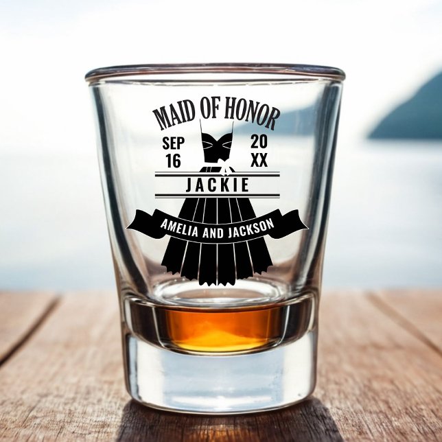 Verre A Shot Maid of Honor Custom Dress Wedding Favor (Maid of Honor Custom Dress Wedding Gift Shot Glass)