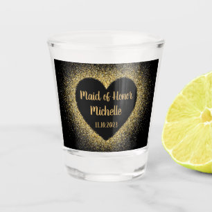 Verre A Shot Maid of Honor Gold Nom du coeur Cadeaux Mariage