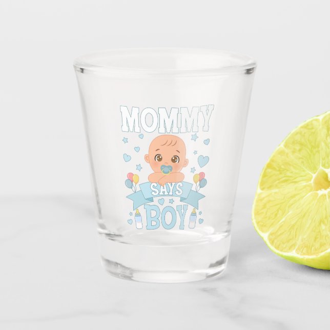 Verre A Shot Maman dit Grossesse garçon rose ou bleu (Devant)