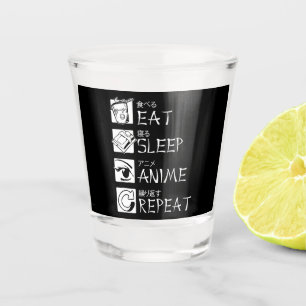 Verre A Shot Mangez Sleep Anime Répétez L'Idée Cadeau Cospla