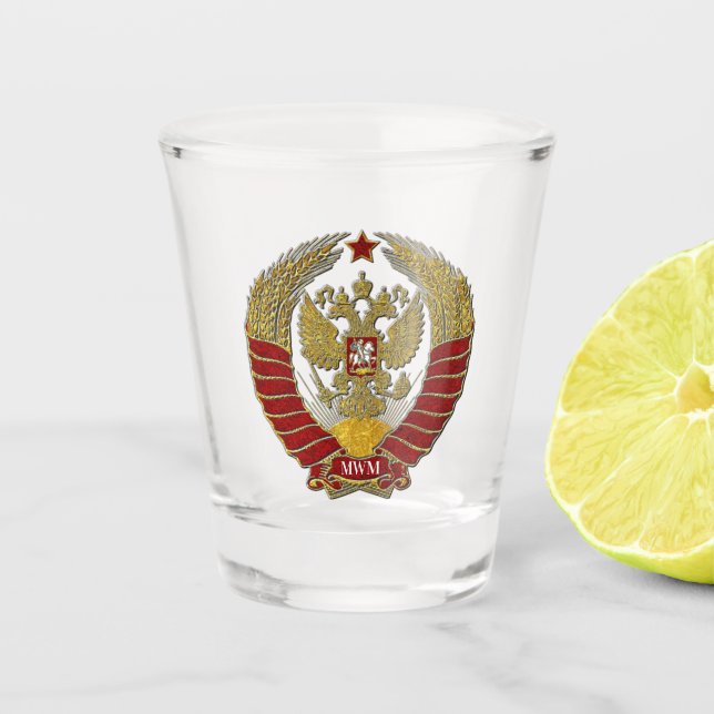 Verre A Shot Manteau russe élégant de monogramme de bras (Devant)
