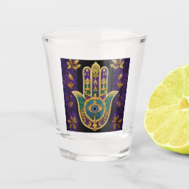Verre A Shot Mardi Gras Gold violet vert Hamsas Art