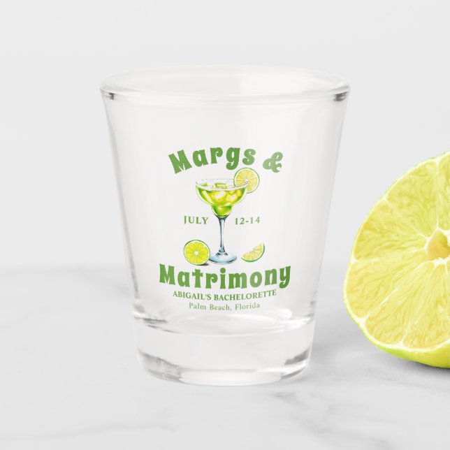 Verre A Shot Margs & Matrimony cocktail vert citron enterrement (Devant)