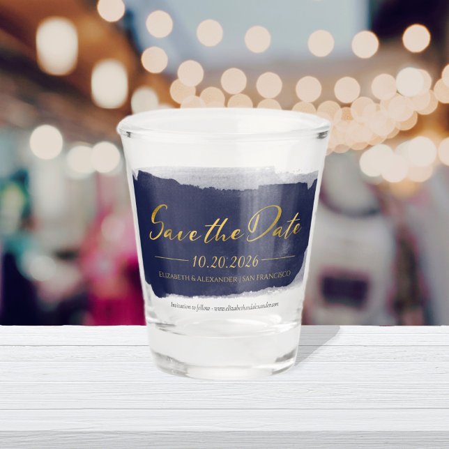 Verre A Shot Mariage Abstrait Enregistrer la date Invitations | (Créateur téléchargé)