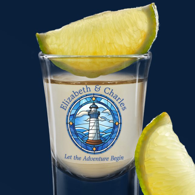 Verre A Shot Mariage Adventure Phare Voile Nautique (Wedding Favor Lighthouse Nautical Shot Glass)