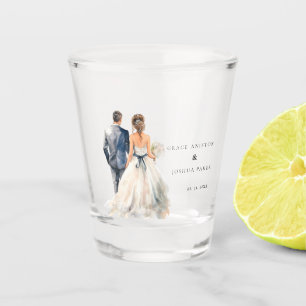 Verre A Shot Mariage aquarelle Couple Mariage
