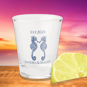 Verre A Shot Mariage côtier nautique en faveur Seahorse