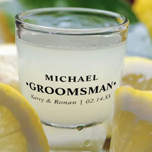 Verre A Shot Mariage Date et noms Groomsman Personnalisé