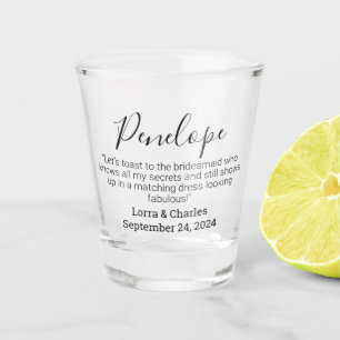 Verre A Shot Mariage Date & Noms Bridesmaid Citation personnali
