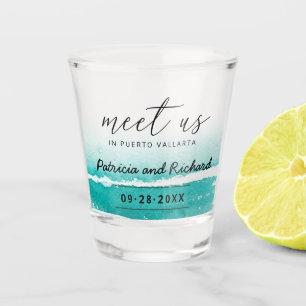 Verre A Shot Mariage de Destination Tropicale Sarcelle Épargnez