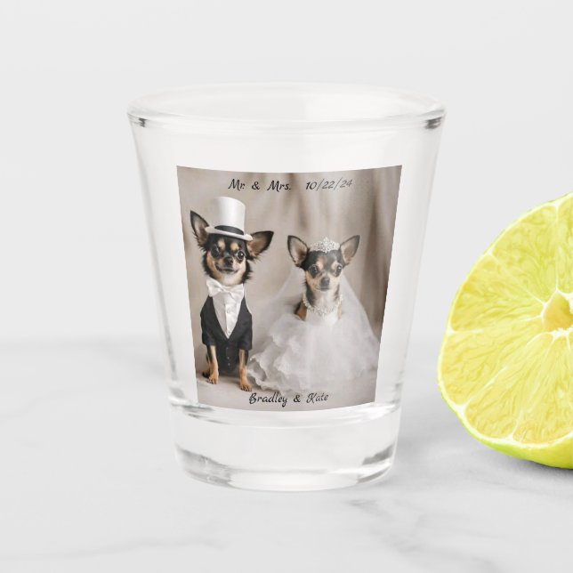 Verre A Shot Mariage du Chihuahua (Devant)