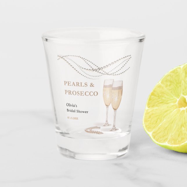 Verre A Shot Mariage Élégant Moderne Perles & Prosecco (Devant)