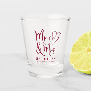 Verre A Shot Mariage Faveur M. Mme Burgundy