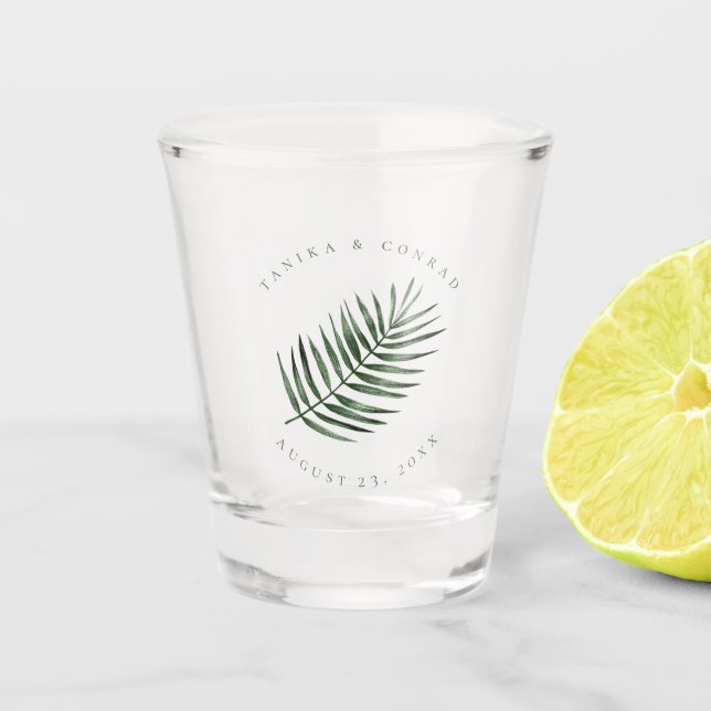 Verre A Shot Mariage feuille de palmier luxuriante vert mousse  (Devant)