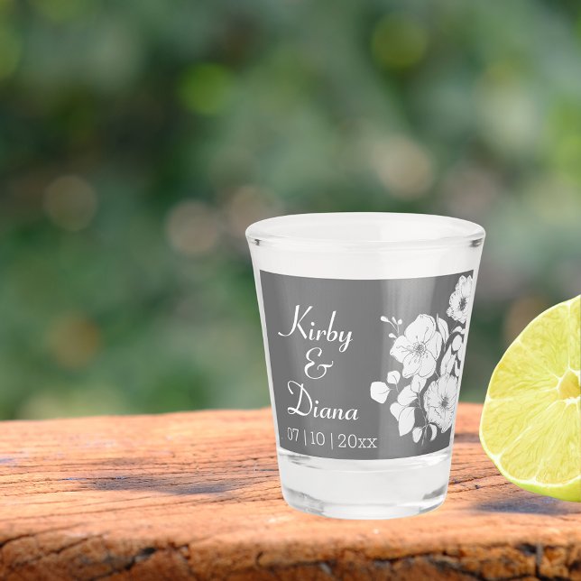 Verre A Shot Mariage floral blanc et gris (Créateur téléchargé)