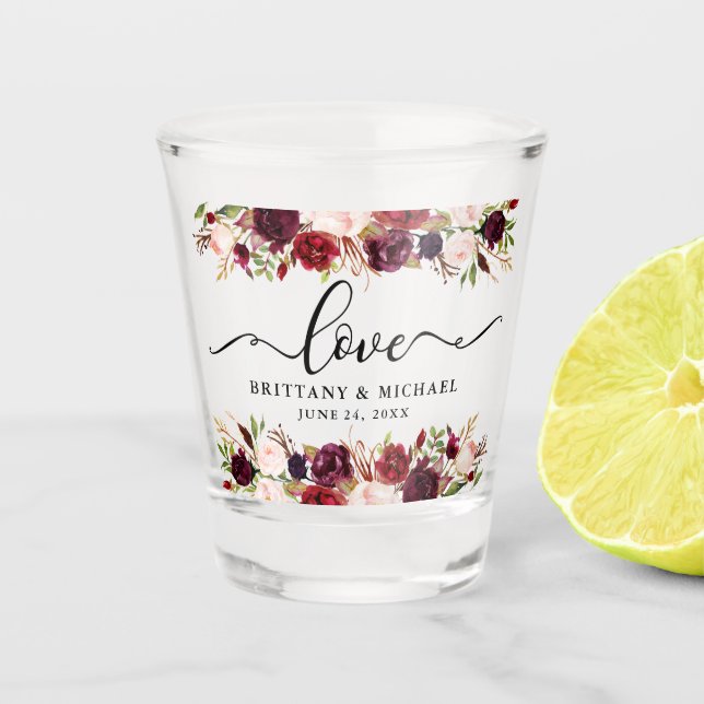 Verre A Shot Mariage floral d'amour de Bourgogne de (Devant)