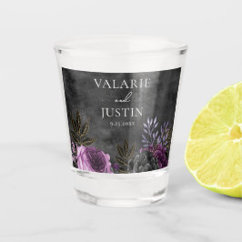 Verre A Shot Mariage gothique violet et noir floral