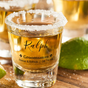 Verre A Shot Mariage Groomsman Date et noms Personnalisé