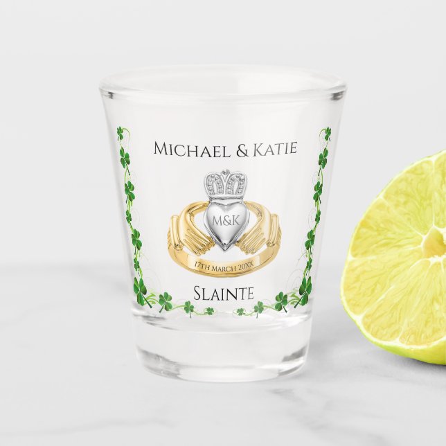 Verre A Shot Mariage irlandais Claddagh Ring (Devant)
