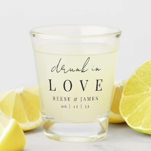 Verre A Shot Mariage minimaliste moderne "ivre en amour"