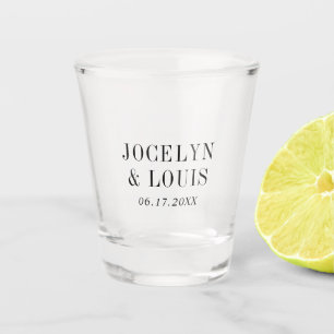 Verre A Shot Mariage Moderne Noir et Blanc Gras