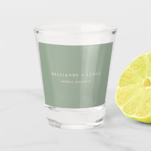 Verre A Shot Mariage Moderne Vert Sauge Simple