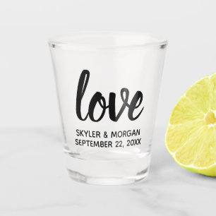 Verre A Shot Mariage personnalisé chic de manuscrit moderne